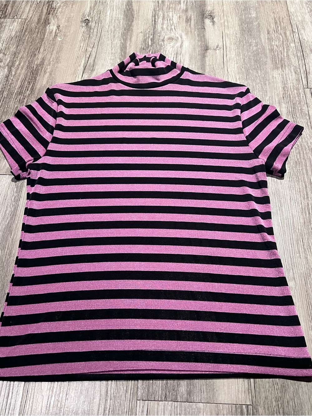 Vintage Frazier Lawrence pink and black striped turtleneck top small